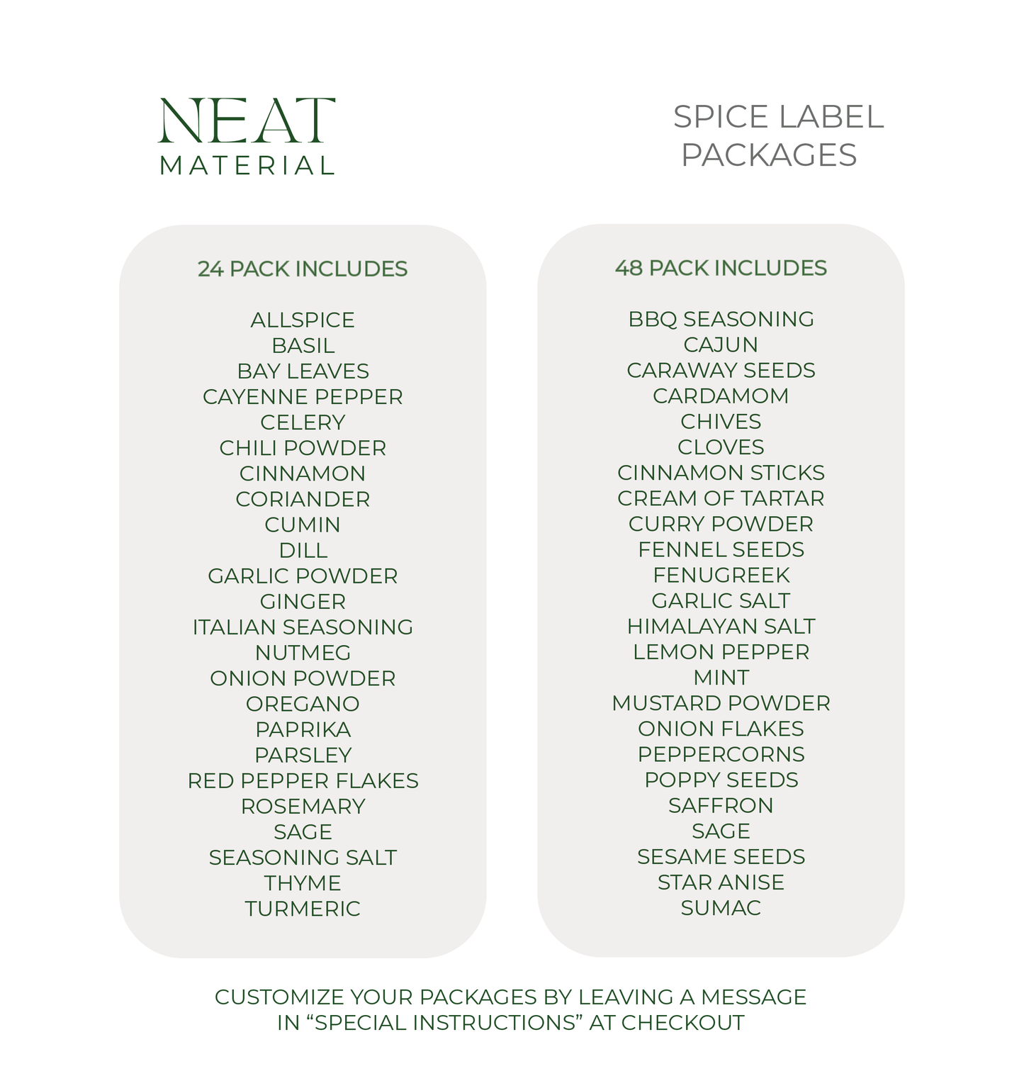 Classic Spice Labels - 2.25"x1.25" Arched